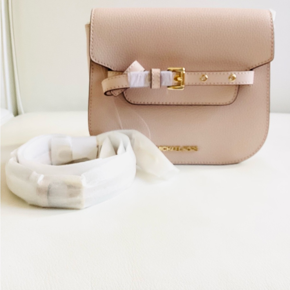 Michael Kors Blush Leather Crossbody with Gold Details Small NWOT - Picture 7 of 11